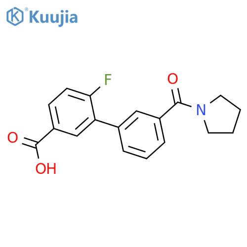 4-Fluoro-3-(3-pyrrolidinylcarbonylphenyl)benzoic acid structure