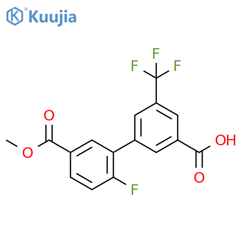[1,1'-Biphenyl]-3,3'-dicarboxylic acid, 6'-fluoro-5-(trifluoromethyl)-, 3'-methyl ester structure
