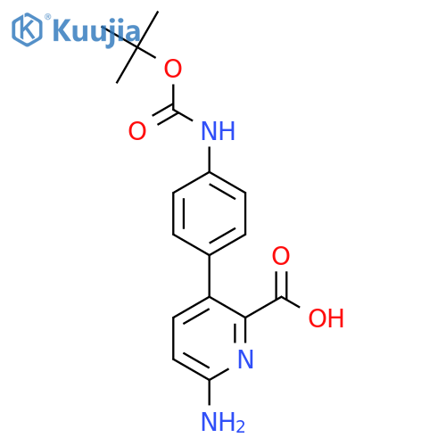 6-Amino-3-(4-BOC-aminophenyl)picolinic acid structure