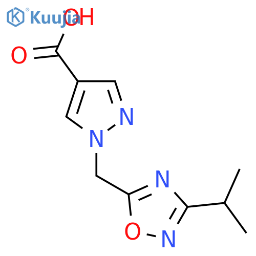 1-{[3-(Propan-2-yl)-1,2,4-oxadiazol-5-yl]methyl}-1H-pyrazole-4-carboxylic acid structure