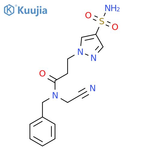 N-benzyl-N-(cyanomethyl)-3-(4-sulfamoyl-1H-pyrazol-1-yl)propanamide structure