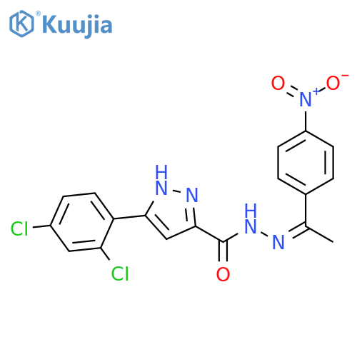 3-(2,4-dichlorophenyl)-N'-(1Z)-1-(4-nitrophenyl)ethylidene-1H-pyrazole-5-carbohydrazide structure