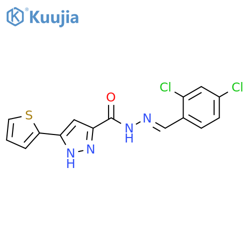 N'-(1E)-(2,4-dichlorophenyl)methylidene-3-(thiophen-2-yl)-1H-pyrazole-5-carbohydrazide structure