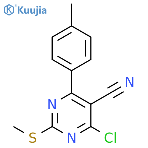 4-Chloro-6-(4-methylphenyl)-2-(methylsulfanyl)-5-pyrimidinecarbonitrile structure