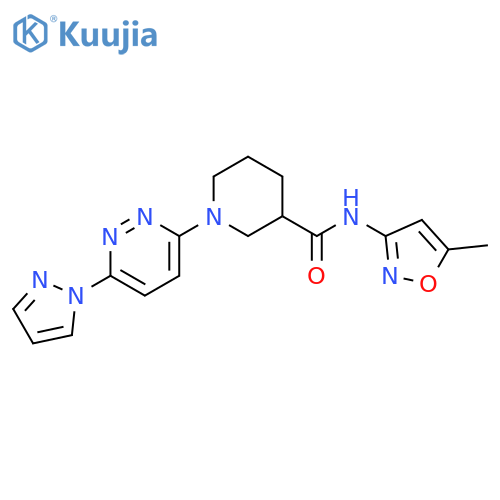 N-(5-methyl-1,2-oxazol-3-yl)-1-6-(1H-pyrazol-1-yl)pyridazin-3-ylpiperidine-3-carboxamide structure