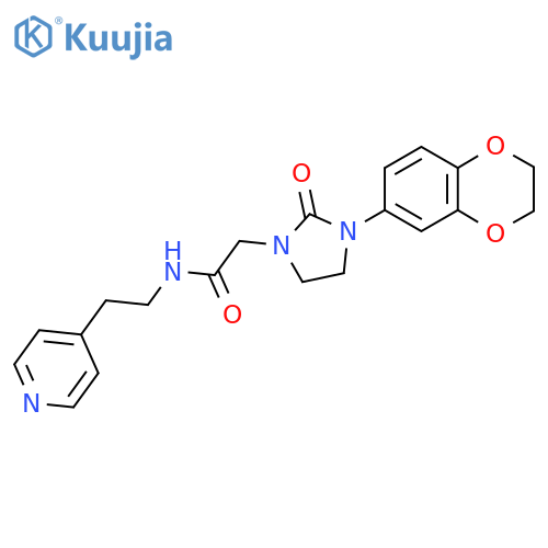 2-3-(2,3-dihydro-1,4-benzodioxin-6-yl)-2-oxoimidazolidin-1-yl-N-2-(pyridin-4-yl)ethylacetamide structure