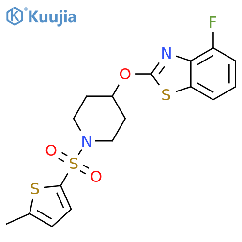 4-fluoro-2-({1-[(5-methylthiophen-2-yl)sulfonyl]piperidin-4-yl}oxy)-1,3-benzothiazole structure