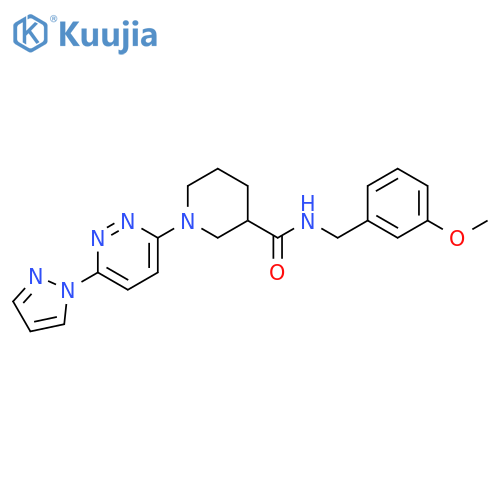 N-(3-methoxyphenyl)methyl-1-6-(1H-pyrazol-1-yl)pyridazin-3-ylpiperidine-3-carboxamide structure