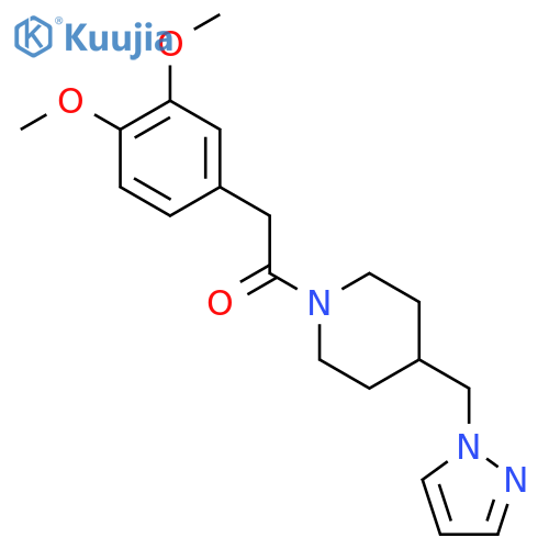 2-(3,4-dimethoxyphenyl)-1-{4-(1H-pyrazol-1-yl)methylpiperidin-1-yl}ethan-1-one structure