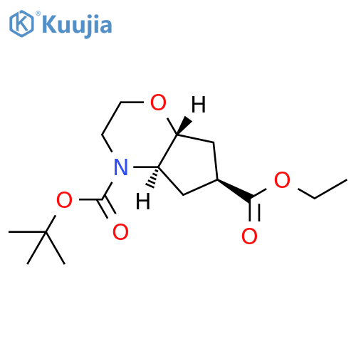 Racemic-(4aS,6R,7aS)-4-tert-butyl 6-ethyl hexahydrocyclopenta[b][1,4]oxazine-4,6(4aH)-dicarboxylate structure