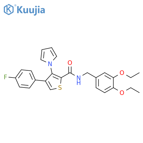 N-[(3,4-diethoxyphenyl)methyl]-4-(4-fluorophenyl)-3-(1H-pyrrol-1-yl)thiophene-2-carboxamide structure