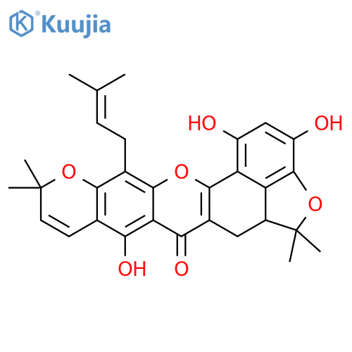 5H,7H,11H-Benzofuro[3,4-bc]pyrano[3,2-h]xanthen-7-one,5a,6-dihydro-1,3,8-trihydroxy-5,5,11,11-tetramethyl-9-(3-methyl-2-buten-1-yl)- structure