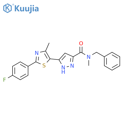 N-benzyl-3-[2-(4-fluorophenyl)-4-methyl-1,3-thiazol-5-yl]-N-methyl-1H-pyrazole-5-carboxamide structure