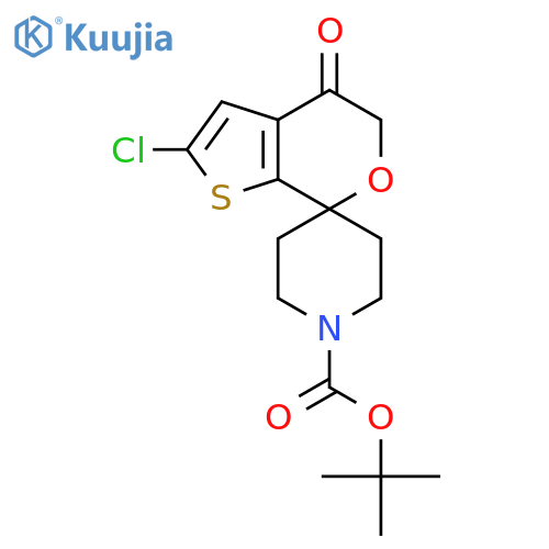 Tert-butyl 2'-chloro-4'-oxo-4',5'-dihydrospiro[piperidine-4,7'-thieno[2,3-c]pyran]-1-carboxylate structure