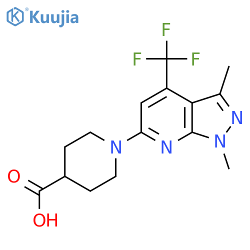 1-(1,3-Dimethyl-4-(trifluoromethyl)-1H-pyrazolo[3,4-b]pyridin-6-yl)piperidine-4-carboxylic acid structure
