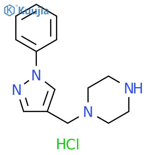 1-[(1-phenylpyrazol-4-yl)methyl]piperazine;dihydrochloride structure
