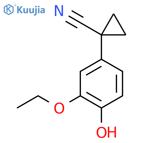 1-(3-ethoxy-4-hydroxyphenyl)cyclopropane-1-carbonitrile structure
