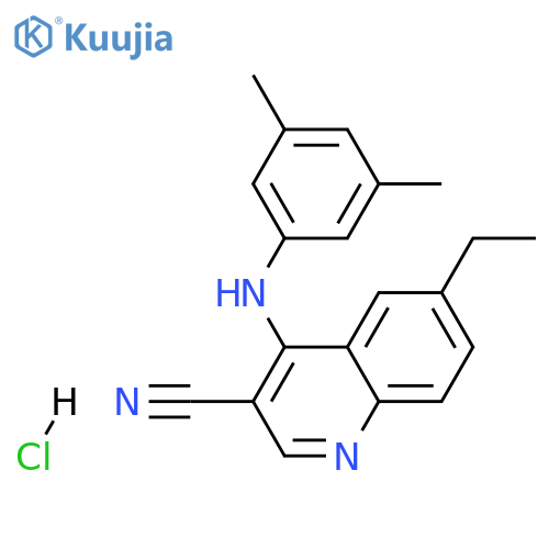 4-[(3,5-dimethylphenyl)amino]-6-ethylquinoline-3-carbonitrile hydrochloride structure