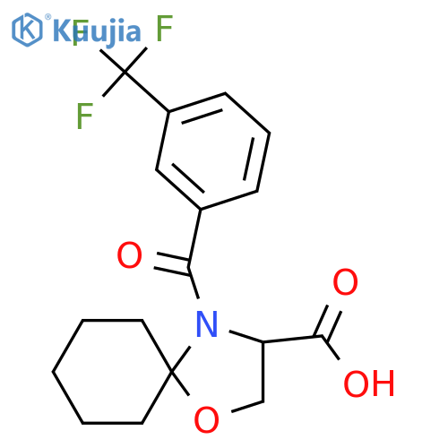 4-[3-(Trifluoromethyl)benzoyl]-1-oxa-4-azaspiro[4.5]decane-3-carboxylic acid structure