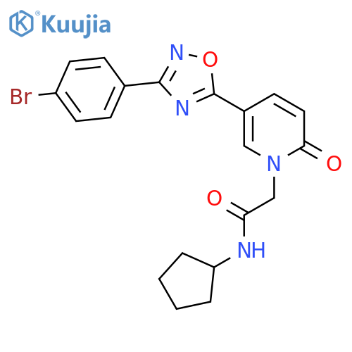 2-{5-[3-(4-bromophenyl)-1,2,4-oxadiazol-5-yl]-2-oxo-1,2-dihydropyridin-1-yl}-N-cyclopentylacetamide structure