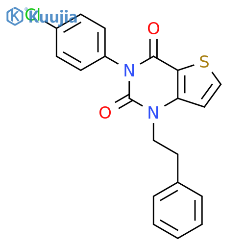 3-(4-chlorophenyl)-1-(2-phenylethyl)-1H,2H,3H,4H-thieno[3,2-d]pyrimidine-2,4-dione structure