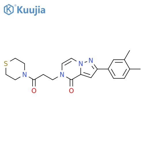 2-(3,4-dimethylphenyl)-5-[3-oxo-3-(thiomorpholin-4-yl)propyl]-4H,5H-pyrazolo[1,5-a]pyrazin-4-one structure