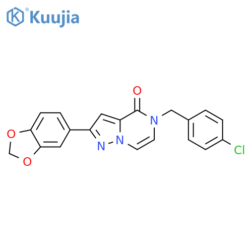 2-(2H-1,3-benzodioxol-5-yl)-5-[(4-chlorophenyl)methyl]-4H,5H-pyrazolo[1,5-a]pyrazin-4-one structure
