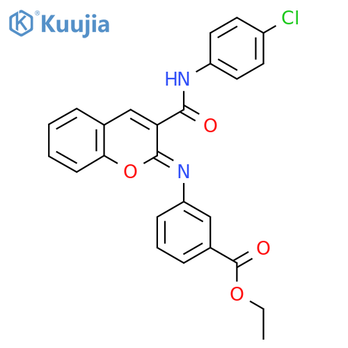 ethyl 3-{[(2Z)-3-[(4-chlorophenyl)carbamoyl]-2H-chromen-2-ylidene]amino}benzoate structure