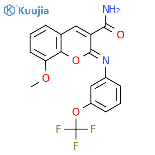 (2Z)-8-methoxy-2-{[3-(trifluoromethoxy)phenyl]imino}-2H-chromene-3-carboxamide structure