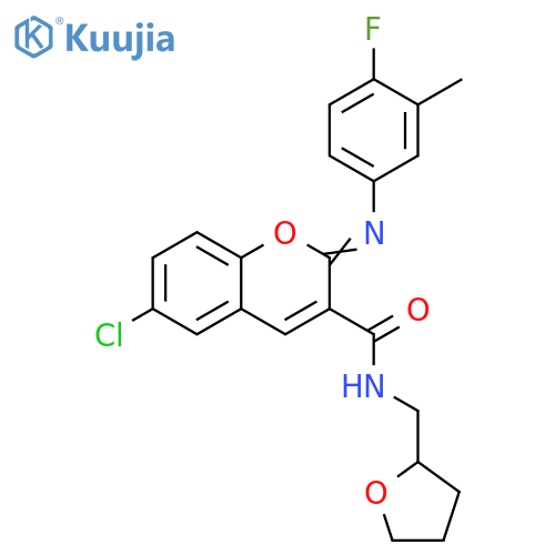 (2Z)-6-chloro-2-[(4-fluoro-3-methylphenyl)imino]-N-[(oxolan-2-yl)methyl]-2H-chromene-3-carboxamide structure