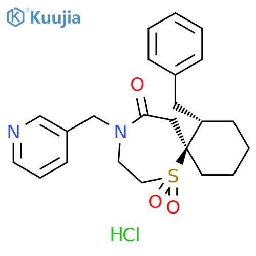 (1S,6S)-1-benzyl-10-(3-pyridinylmethyl)-7-thia-10-azaspiro(5.6)dodecan-11-one 7,7-dioxide hydrochloride structure