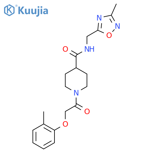 N-(3-methyl-1,2,4-oxadiazol-5-yl)methyl-1-2-(2-methylphenoxy)acetylpiperidine-4-carboxamide structure