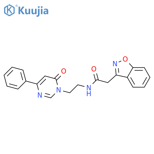 2-(1,2-benzoxazol-3-yl)-N-2-(6-oxo-4-phenyl-1,6-dihydropyrimidin-1-yl)ethylacetamide structure