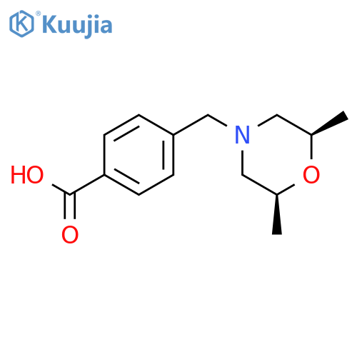 4-{[(2R,6S)-2,6-dimethylmorpholin-4-yl]methyl}benzoic acid structure