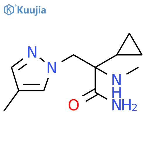 2-cyclopropyl-3-(4-methyl-1H-pyrazol-1-yl)-2-(methylamino)propanamide structure