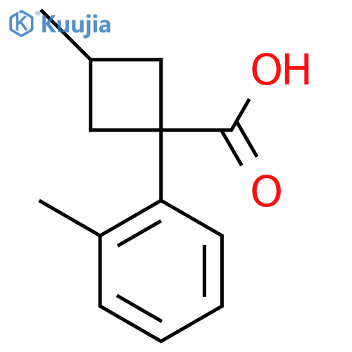 3-Methyl-1-(2-methylphenyl)cyclobutane-1-carboxylic acid structure