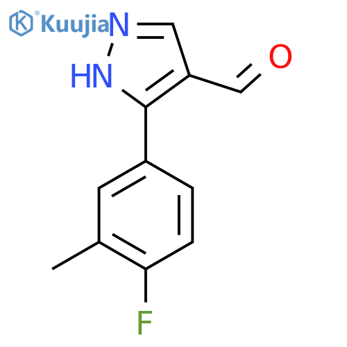 3-(4-fluoro-3-methylphenyl)-1H-pyrazole-4-carbaldehyde structure