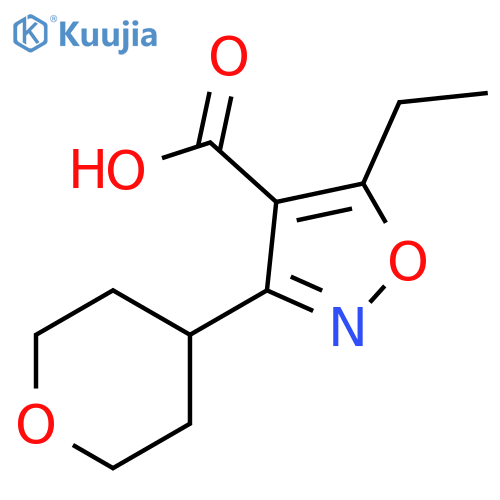 4-Isoxazolecarboxylic acid, 5-ethyl-3-(tetrahydro-2H-pyran-4-yl)- structure