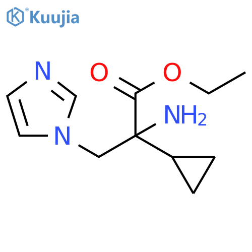 ethyl 2-amino-2-cyclopropyl-3-(1H-imidazol-1-yl)propanoate structure