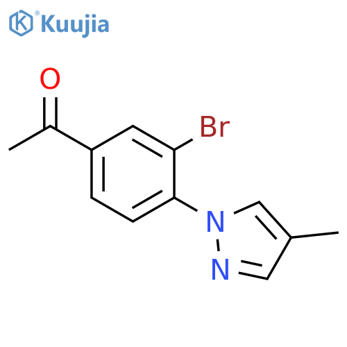 1-3-bromo-4-(4-methyl-1H-pyrazol-1-yl)phenylethan-1-one structure