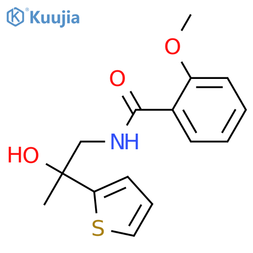 N-2-hydroxy-2-(thiophen-2-yl)propyl-2-methoxybenzamide structure