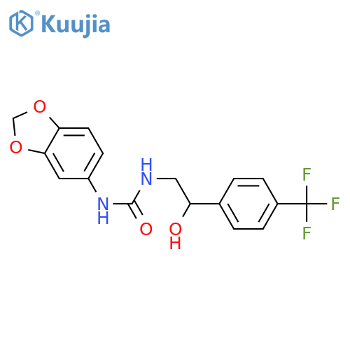 3-(2H-1,3-benzodioxol-5-yl)-1-{2-hydroxy-2-[4-(trifluoromethyl)phenyl]ethyl}urea structure