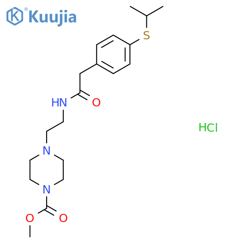 methyl 4-(2-{2-4-(propan-2-ylsulfanyl)phenylacetamido}ethyl)piperazine-1-carboxylate hydrochloride structure