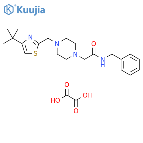 N-benzyl-2-{4-(4-tert-butyl-1,3-thiazol-2-yl)methylpiperazin-1-yl}acetamide; oxalic acid structure