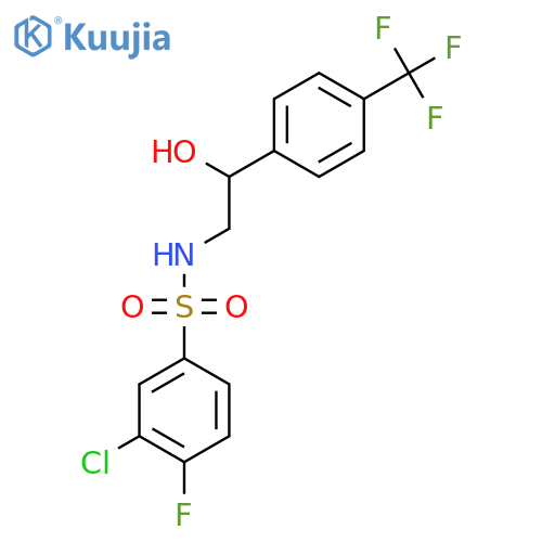 3-chloro-4-fluoro-N-{2-hydroxy-2-4-(trifluoromethyl)phenylethyl}benzene-1-sulfonamide structure