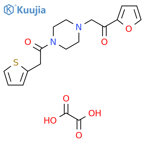 1-{4-2-(furan-2-yl)-2-oxoethylpiperazin-1-yl}-2-(thiophen-2-yl)ethan-1-one; oxalic acid structure