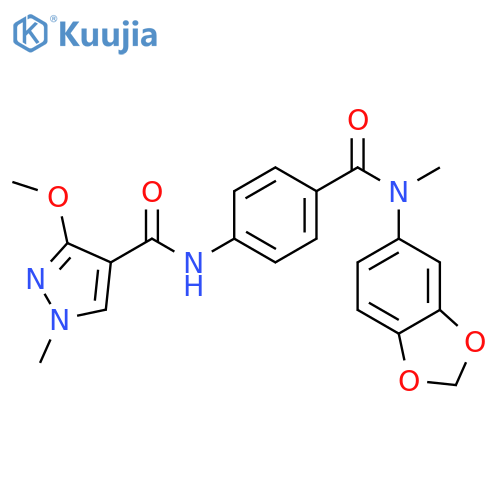 N-(4-{(2H-1,3-benzodioxol-5-yl)methylcarbamoyl}phenyl)-3-methoxy-1-methyl-1H-pyrazole-4-carboxamide structure