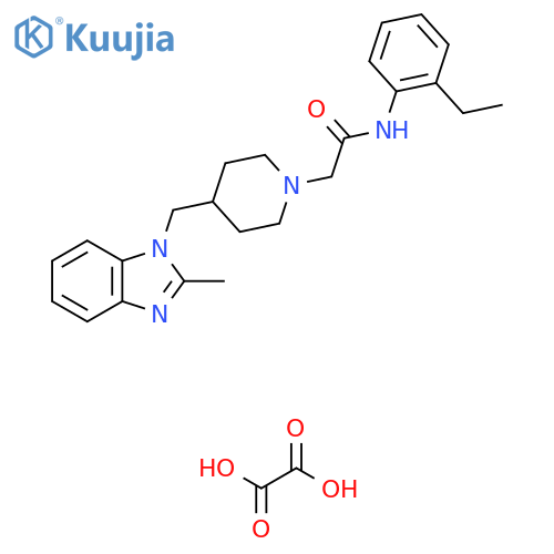 N-(2-ethylphenyl)-2-{4-(2-methyl-1H-1,3-benzodiazol-1-yl)methylpiperidin-1-yl}acetamide; oxalic acid structure