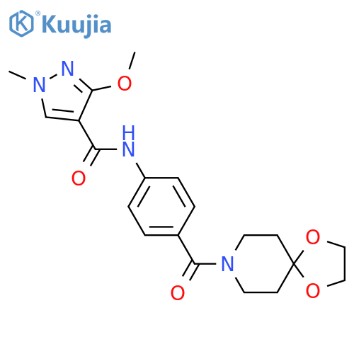 N-(4-{1,4-dioxa-8-azaspiro4.5decane-8-carbonyl}phenyl)-3-methoxy-1-methyl-1H-pyrazole-4-carboxamide structure