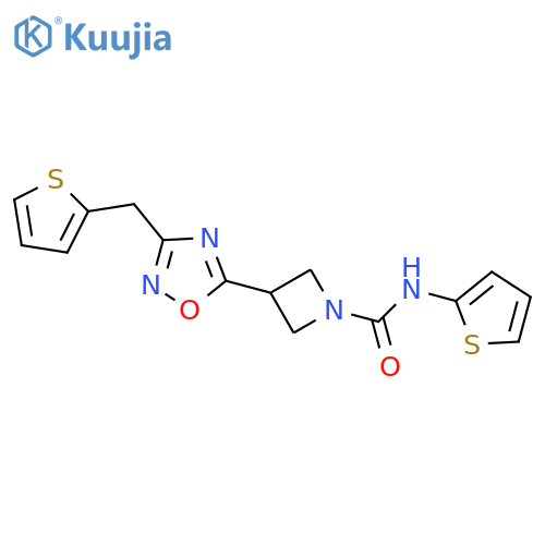 N-(thiophen-2-yl)-3-{3-(thiophen-2-yl)methyl-1,2,4-oxadiazol-5-yl}azetidine-1-carboxamide structure